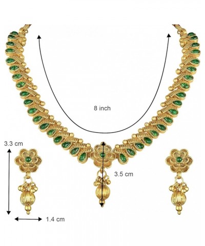 Bollywood Fashion Faux Stone Wedding Necklace Big Earrings Indian Fashion Jewelry Set For Women Green-4 $12.71 Jewelry Sets