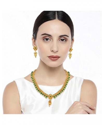 Bollywood Fashion Faux Stone Wedding Necklace Big Earrings Indian Fashion Jewelry Set For Women Green-4 $12.71 Jewelry Sets