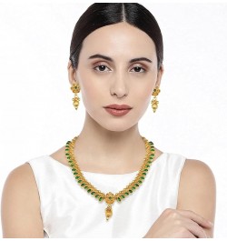 Bollywood Fashion Faux Stone Wedding Necklace Big Earrings Indian Fashion Jewelry Set For Women Green-4 $12.71 Jewelry Sets