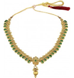 Bollywood Fashion Faux Stone Wedding Necklace Big Earrings Indian Fashion Jewelry Set For Women Green-4 $12.71 Jewelry Sets