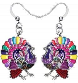 Cute Thanksgiving Turkey Chicken Earrings For Women kid Girl Festival Jewelry Gifts Magenta $9.59 Earrings