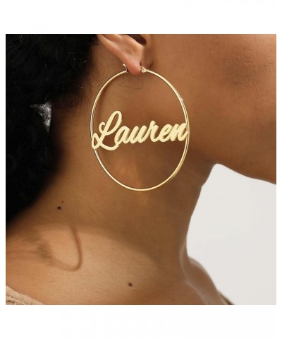 Name Earrings Personalized for Women, 18K Gold Plated Custom Earrings for Women, Gold Custom Hoop Name Plated Earrings, Perso...