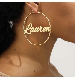 Name Earrings Personalized for Women, 18K Gold Plated Custom Earrings for Women, Gold Custom Hoop Name Plated Earrings, Perso...