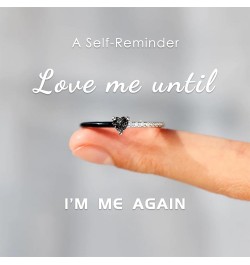 Love Me Until I'M Me Again Black Heart-Cut Half Enamel Ring, Heart Rings Self-Love Ring Gift, Jewelry Birthday Gifts for Wome...