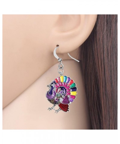 Cute Thanksgiving Turkey Chicken Earrings For Women kid Girl Festival Jewelry Gifts Magenta $9.59 Earrings