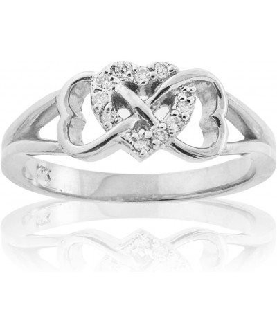 .925 Sterling Silver Cubic Zirconia Triple Heart Infinity Celtic Knot Band Engagement Ring $13.50 Rings