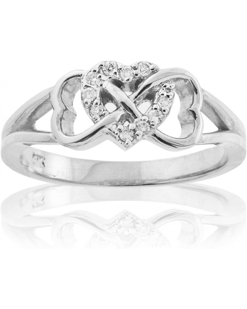 .925 Sterling Silver Cubic Zirconia Triple Heart Infinity Celtic Knot Band Engagement Ring $13.50 Rings