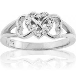 .925 Sterling Silver Cubic Zirconia Triple Heart Infinity Celtic Knot Band Engagement Ring $13.50 Rings