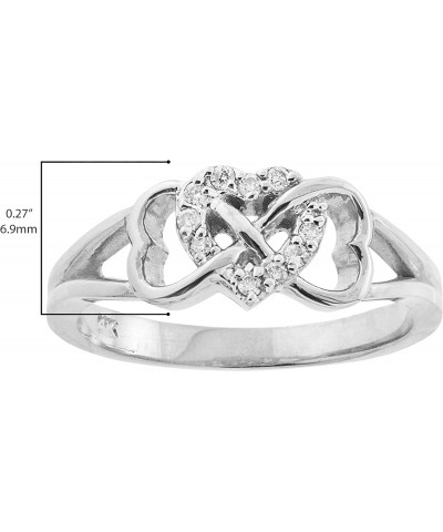 .925 Sterling Silver Cubic Zirconia Triple Heart Infinity Celtic Knot Band Engagement Ring $13.50 Rings