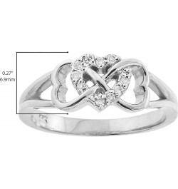 .925 Sterling Silver Cubic Zirconia Triple Heart Infinity Celtic Knot Band Engagement Ring $13.50 Rings