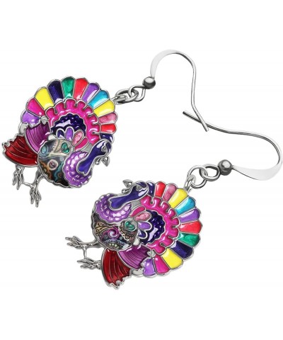 Cute Thanksgiving Turkey Chicken Earrings For Women kid Girl Festival Jewelry Gifts Magenta $9.59 Earrings