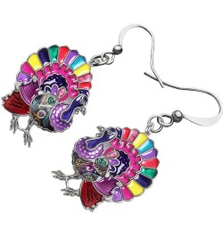 Cute Thanksgiving Turkey Chicken Earrings For Women kid Girl Festival Jewelry Gifts Magenta $9.59 Earrings