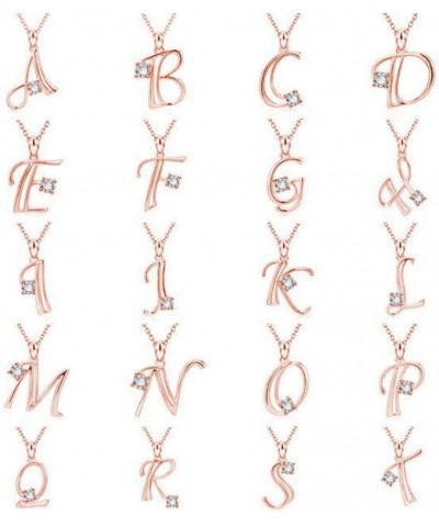 Women Cubic Zirconia Inlaid English Letters Pendant Chain Necklace Jewelry Gift for Girlfriend Daughter Mom Wife Z Medium $3....