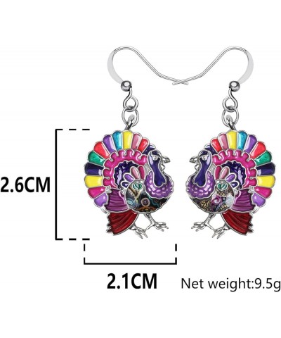 Cute Thanksgiving Turkey Chicken Earrings For Women kid Girl Festival Jewelry Gifts Magenta $9.59 Earrings