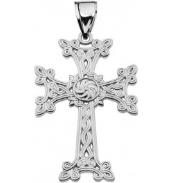 Middle Eastern Jewelry Sterling Silver Eternity Khachkar Armenian Cross Pendant Necklace (Large) $21.84 Necklaces