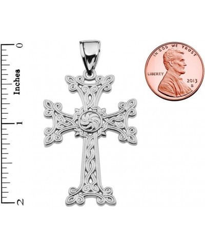 Middle Eastern Jewelry Sterling Silver Eternity Khachkar Armenian Cross Pendant Necklace (Large) $21.84 Necklaces