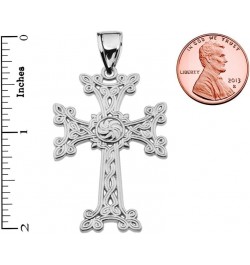 Middle Eastern Jewelry Sterling Silver Eternity Khachkar Armenian Cross Pendant Necklace (Large) $21.84 Necklaces