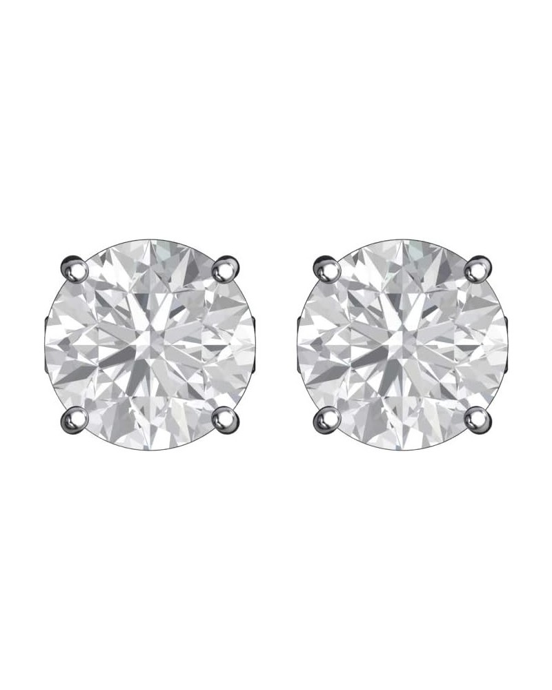 Round Stud Earrings, Cubic Zirconia 5mm Gemstone Earrings for Women, 925 Sterling Silver Earrings with Solitaire Prongs, 0.12...