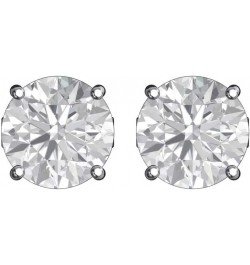 Round Stud Earrings, Cubic Zirconia 5mm Gemstone Earrings for Women, 925 Sterling Silver Earrings with Solitaire Prongs, 0.12...