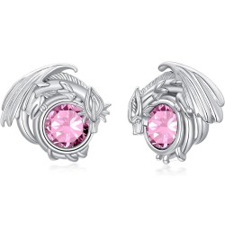 Dragon Earrings Sterling Silver Stud Hypoallergenic Birthstone Crystal Dragon Earrings for Women Girl 10-Oct $18.47 Earrings