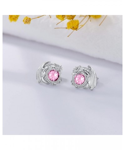 Dragon Earrings Sterling Silver Stud Hypoallergenic Birthstone Crystal Dragon Earrings for Women Girl 10-Oct $18.47 Earrings