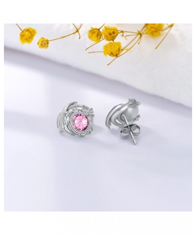 Dragon Earrings Sterling Silver Stud Hypoallergenic Birthstone Crystal Dragon Earrings for Women Girl 10-Oct $18.47 Earrings