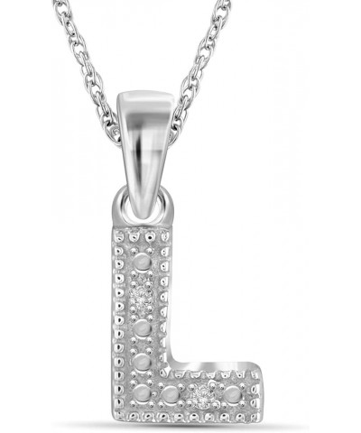 Accent White Diamond A to Z Intial Pendant in Sterling Silver L $11.25 Pendants