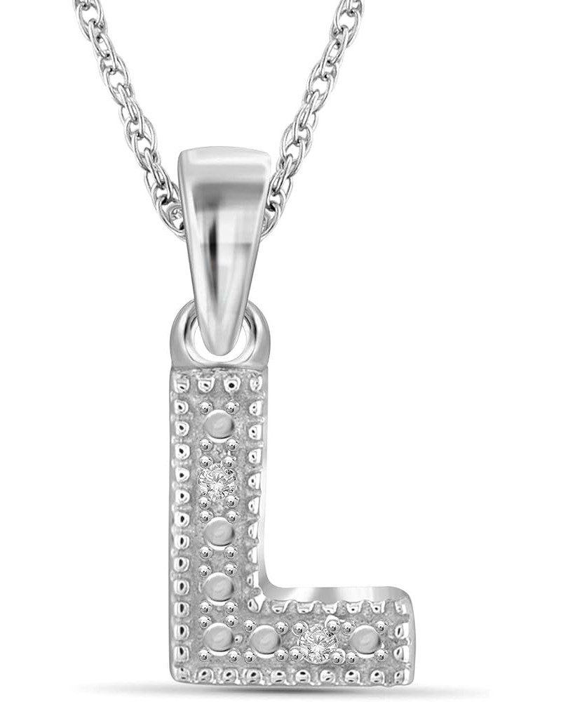 Accent White Diamond A to Z Intial Pendant in Sterling Silver L $11.25 Pendants