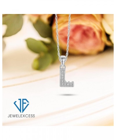 Accent White Diamond A to Z Intial Pendant in Sterling Silver L $11.25 Pendants