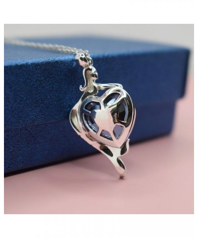 Mermaid Necklace Sterling Silver Sea Mermaid with Love Heart Pendant, Crystal from Austria, Jewelry Gifts for Girlfriend Daug...