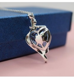 Mermaid Necklace Sterling Silver Sea Mermaid with Love Heart Pendant, Crystal from Austria, Jewelry Gifts for Girlfriend Daug...