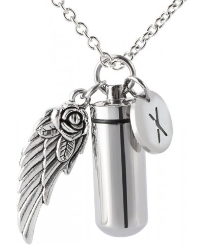 Pill Shaped Container Vial Locket Cylinder Cremation Keepsake Jewelry Initial Letter Ashes Urn Pendant X $9.00 Necklaces