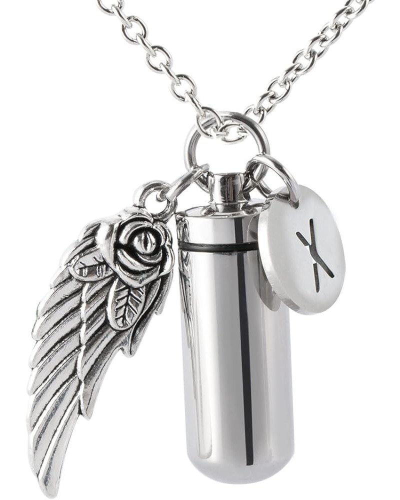 Pill Shaped Container Vial Locket Cylinder Cremation Keepsake Jewelry Initial Letter Ashes Urn Pendant X $9.00 Necklaces