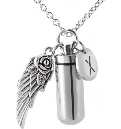 Pill Shaped Container Vial Locket Cylinder Cremation Keepsake Jewelry Initial Letter Ashes Urn Pendant X $9.00 Necklaces