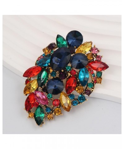 Women's Wedding Gorgeous Crystal Rhinestone Marquise Big Oval Brooch Pin for Women Girls Party Dress Accessory Multicolor $7....