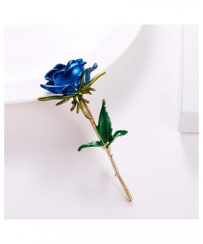 Women's Corsage Rose Flower Shape Brooch Pin Female Breastpin Party Jewelry Blue $5.48 Brooches & Pins