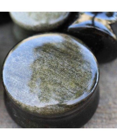 Set of 3 of Natural Green Wave Jasper Golden Obsidian Stone Saddle Plugs 9/16 Inch - 14mm $12.85 Body Jewelry