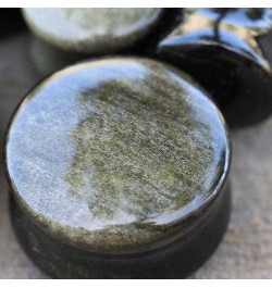 Set of 3 of Natural Green Wave Jasper Golden Obsidian Stone Saddle Plugs 9/16 Inch - 14mm $12.85 Body Jewelry