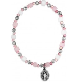 Inspirational Catholic Stretch Bracelet with Miraculous Medal Charm Pink $11.22 Bracelets