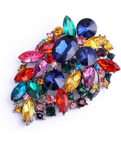 Women's Wedding Gorgeous Crystal Rhinestone Marquise Big Oval Brooch Pin for Women Girls Party Dress Accessory Multicolor $7....