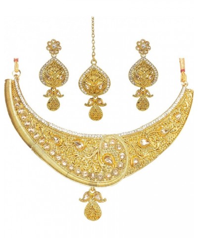 Gold-Toned Kundan Stone Wedding Necklace Set Crafted By Indian For Women Style 9 $13.74 Jewelry Sets