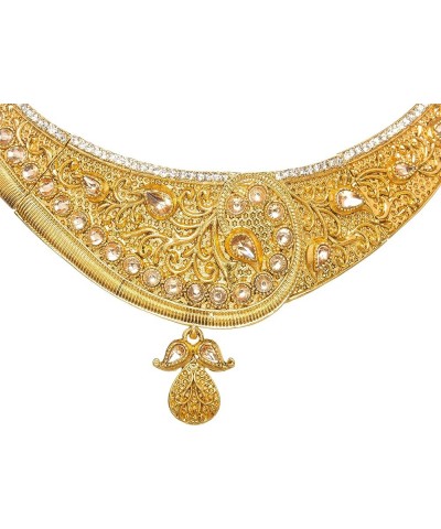 Gold-Toned Kundan Stone Wedding Necklace Set Crafted By Indian For Women Style 9 $13.74 Jewelry Sets