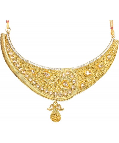 Gold-Toned Kundan Stone Wedding Necklace Set Crafted By Indian For Women Style 9 $13.74 Jewelry Sets