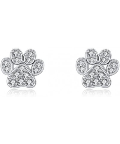 CZ Puppy Dog Cat Paw Print Stud Earrings 925 Sterling Silver Crystal Pet Animal Tiny Studs Cartilage Tragus Earrings Piercing...