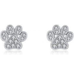 CZ Puppy Dog Cat Paw Print Stud Earrings 925 Sterling Silver Crystal Pet Animal Tiny Studs Cartilage Tragus Earrings Piercing...