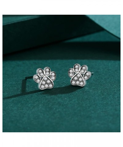 CZ Puppy Dog Cat Paw Print Stud Earrings 925 Sterling Silver Crystal Pet Animal Tiny Studs Cartilage Tragus Earrings Piercing...