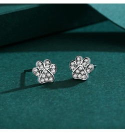 CZ Puppy Dog Cat Paw Print Stud Earrings 925 Sterling Silver Crystal Pet Animal Tiny Studs Cartilage Tragus Earrings Piercing...