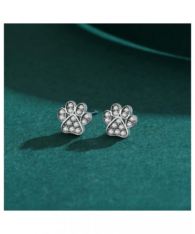 CZ Puppy Dog Cat Paw Print Stud Earrings 925 Sterling Silver Crystal Pet Animal Tiny Studs Cartilage Tragus Earrings Piercing...