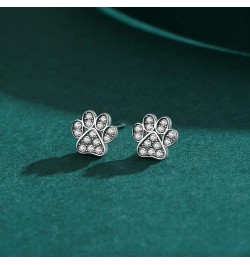 CZ Puppy Dog Cat Paw Print Stud Earrings 925 Sterling Silver Crystal Pet Animal Tiny Studs Cartilage Tragus Earrings Piercing...