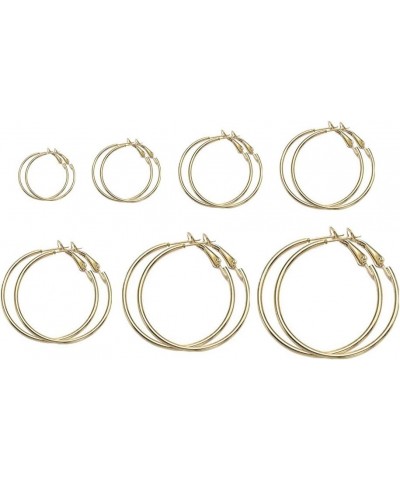 7 Pairs Hoops Womens Earrings Set Gold $6.67 Earrings